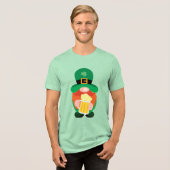 St. Patrick's Day Gnome mit Bier Tri-Blend Shirt (Vorderseite voll)