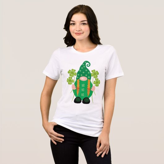St. Patrick's Day Gnome mit Kleeblättern Tri-Blend Shirt (Vorderseite voll)