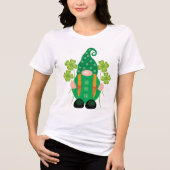 St. Patrick's Day Gnome mit Kleeblättern Tri-Blend Shirt (Vorderseite)