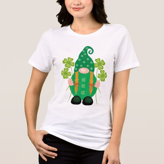 St. Patrick's Day Gnome mit Kleeblättern Tri-Blend Shirt (Vorderseite)