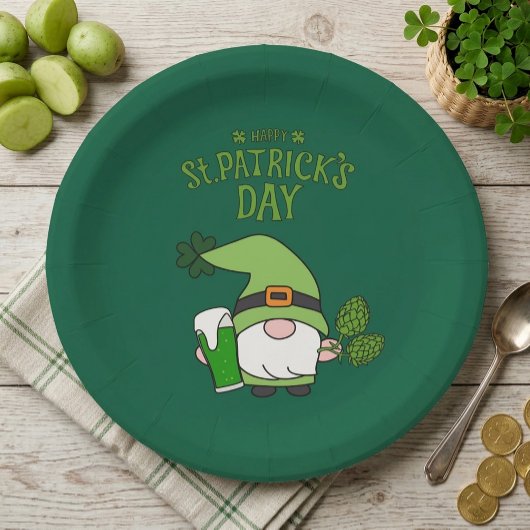 St. Patrick's Day Gnome Paper Plate Pappteller