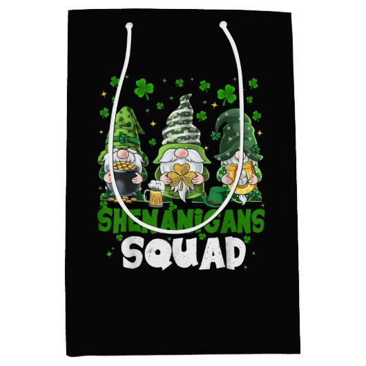 St Patricks Day Gnome Schabernack Squad Heiliger Mittlere Geschenktüte (Vorderseite)