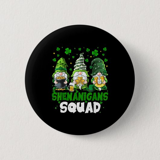 St. Patricks Day Gnome Schabernack-Truppe Heiliger Button (Vorderseite)