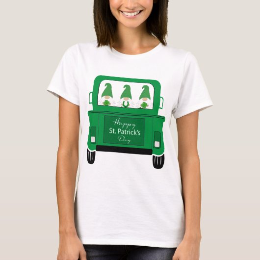 St. Patrick's Day Gnomes in Truck T-Shirt (Vorderseite)