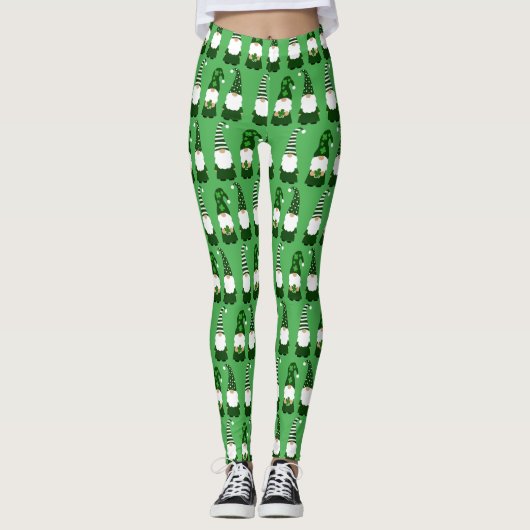 St Patricks Day Gnomes Niedlich Green Leggings (Vorderseite)
