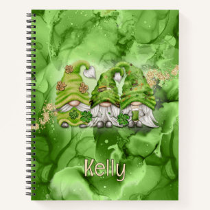 St. Patrick's Day Gnomes on Green Alcohol Ink Notizblock