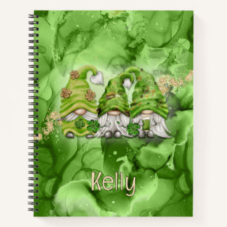 St. Patrick's Day Gnomes on Green Alcohol Ink Notizblock