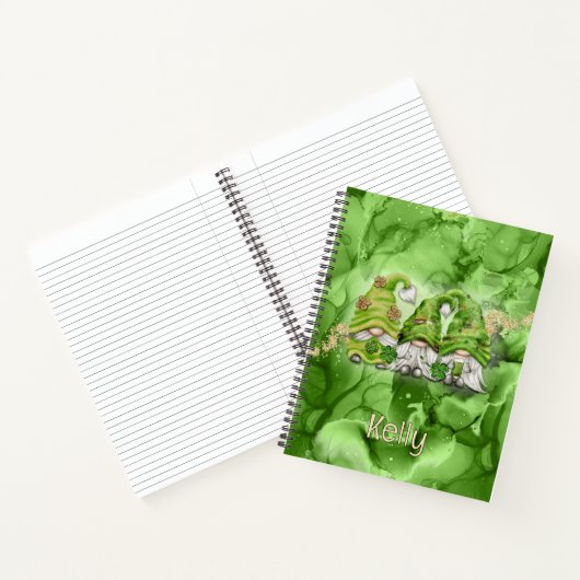 St. Patrick's Day Gnomes on Green Alcohol Ink Notizblock (Innenseite)