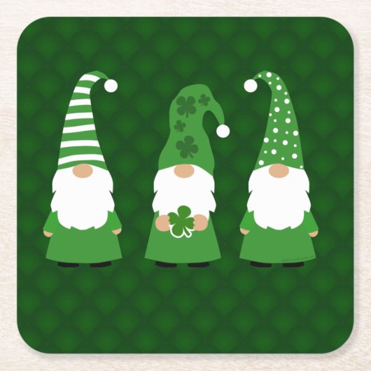 St Patricks Day Gnomes Rechteckiger Pappuntersetzer (Vorderseite)