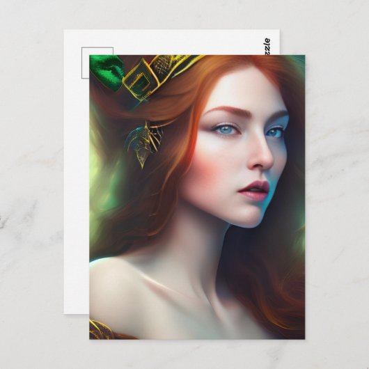 St Patricks Day Goddess Frau Postcard Postkarte (Vorne/Hinten)