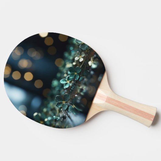 ☘️ St Patrick's Day Gold Bokeh & Clovers Tischtennis Schläger (Seitenansicht)