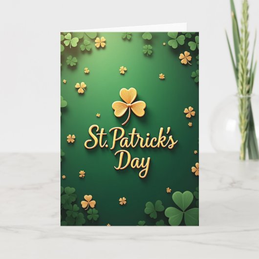 St Patricks Day Gold Clover Card Karte (Vorderseite)