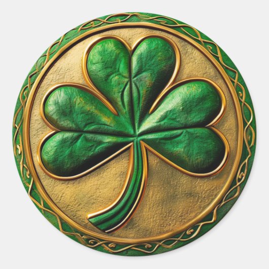 St. Patrick's Day Gold Coin Kleeblatt Runder Aufkleber (Vorderseite)