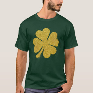 St Patrick's Day Gold Effect Kleeblatt Personalisi T-Shirt