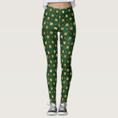 St. Patrick's Day Gold Foil Kleeblatt Muster Grün Leggings (Vorderseite)
