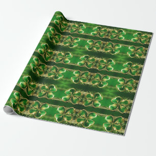 St. Patricks Day Gold Glitter Grüner Kleeblatt Geschenkpapier