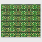 St. Patricks Day Gold Glitzer Green Clover Leaf Geschenkpapier (Flach)
