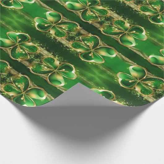 St. Patricks Day Gold Glitzer Green Clover Leaf Geschenkpapier (Ecke)