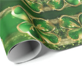 St. Patricks Day Gold Glitzer Green Clover Leaf Geschenkpapier (Rolleneckpunkt)