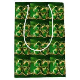 St. Patricks Day Gold Glitzer Green Clover Leaf Mittlere Geschenktüte