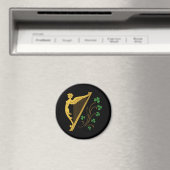 St Patrick's Day Gold Harp und Kleeblatts Magnet (In Situ (Geschirrspüler))
