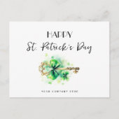 St. Patrick's Day Gold Key Vierblättriges Kleeblat Feiertagspostkarte (Vorderseite)