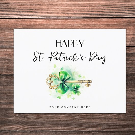 St. Patrick's Day Gold Key Vierblättriges Kleeblat Feiertagspostkarte