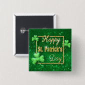 St. Patrick's Day Gold Kleeblatt Button (Vorne & Hinten)