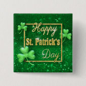 St. Patrick's Day Gold Kleeblatt Button (Vorderseite)