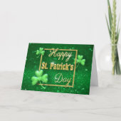 St. Patrick's Day Gold Kleeblatt Karte (Vorderseite)