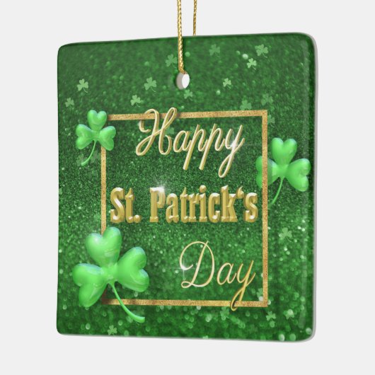 St. Patrick's Day Gold Kleeblatt Keramikornament (Links)