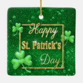 St. Patrick's Day Gold Kleeblatt Keramikornament (Rückseite)