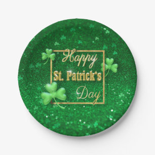 St. Patrick's Day Gold Kleeblatt Pappteller