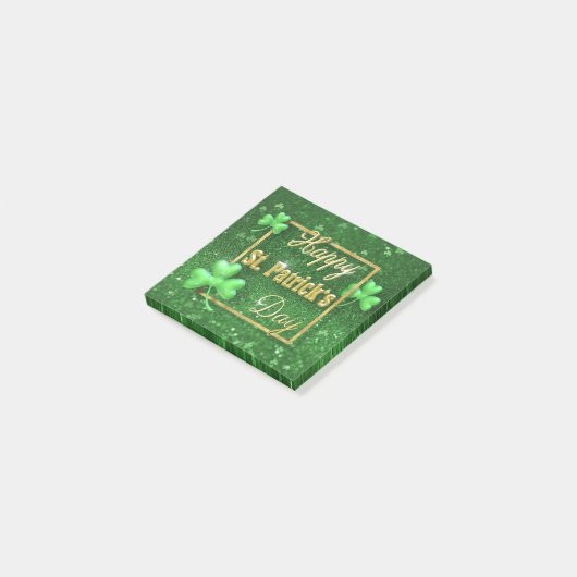 St. Patrick's Day Gold Kleeblatt Post-it Klebezettel (angewinkelt)