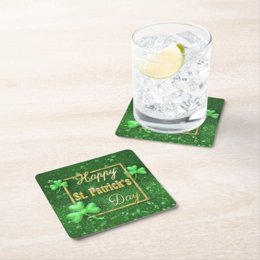 St. Patrick's Day Gold Kleeblatt Rechteckiger Pappuntersetzer (Vor Ort)