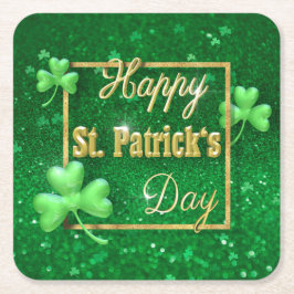 St. Patrick's Day Gold Kleeblatt Rechteckiger Pappuntersetzer