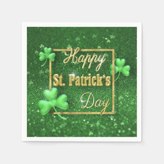 St. Patrick's Day Gold Kleeblatt Serviette (Vorderseite)