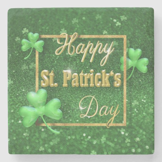 St. Patrick's Day Gold Kleeblatt Steinuntersetzer (Vorderseite)