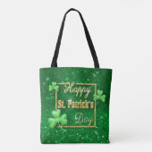 St. Patrick's Day Gold Kleeblatt Tasche (Rückseite)