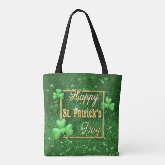 St. Patrick's Day Gold Kleeblatt Tasche (Rückseite)