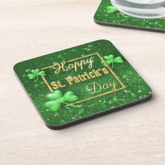 St. Patrick's Day Gold Kleeblatt Untersetzer (Linke Seite)