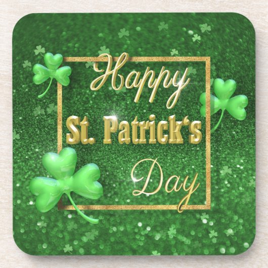 St. Patrick's Day Gold Kleeblatt Untersetzer (Vorderseite)
