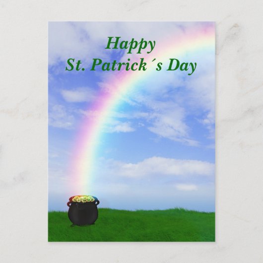 St Patrick's Day Gold Pot mit Regenbogen - Postkar Postkarte (Vorderseite)