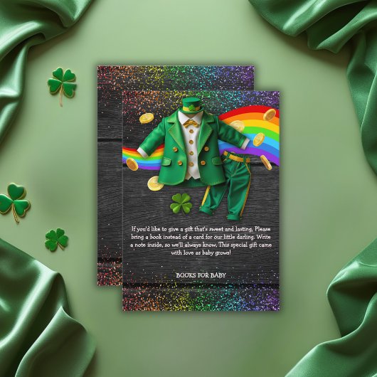 St. Patrick's Day Gold Rainbow Clover Baby Shower Begleitkarte