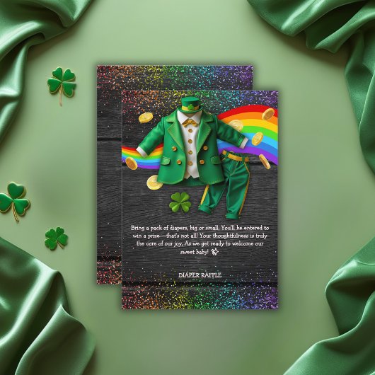 St. Patrick's Day Gold Rainbow Clover Baby Shower Begleitkarte