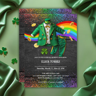 St. Patrick's Day Gold Rainbow Clover Baby Shower Einladung