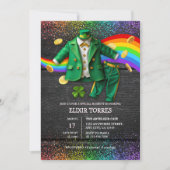 St. Patrick's Day Gold Rainbow Clover Baby Shower Einladung (Vorderseite)