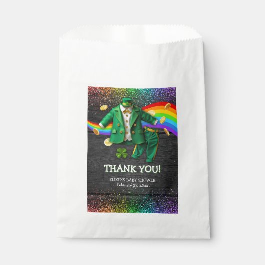 St. Patrick's Day Gold Rainbow Clover Baby Shower Geschenktütchen (Vorderseite)