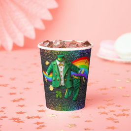 St. Patrick's Day Gold Rainbow Clover Baby Shower Pappbecher