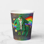 St. Patrick's Day Gold Rainbow Clover Baby Shower Pappbecher (Rückseite)